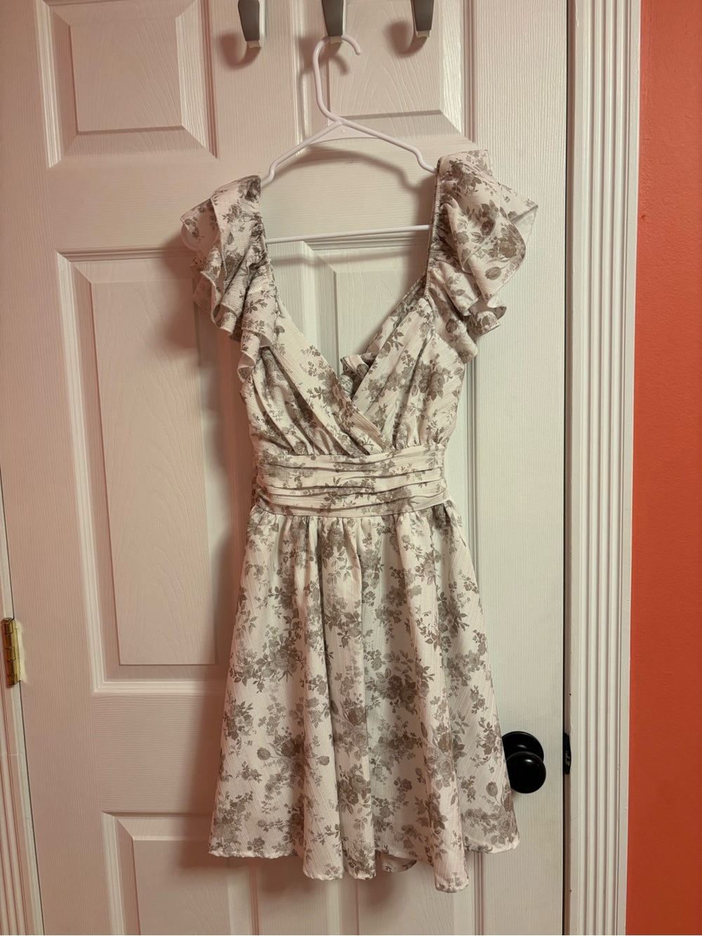 Altar'd State Cream Dress with Gray Floral Print